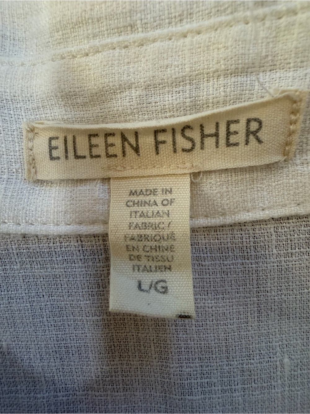 Eileen Fisher Top Linen Tencel White Collared Button Down Shirt Blouse Spring L - Picture 7 of 10